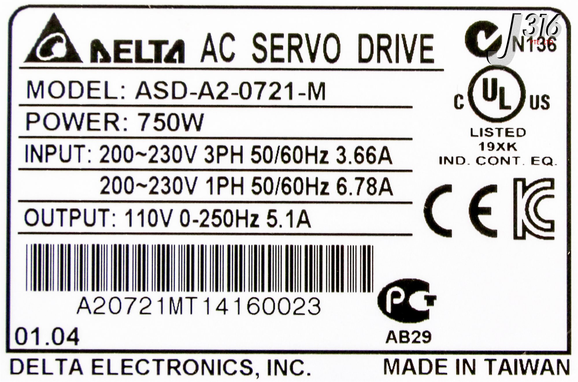 25521 DELTA AC SERVO DRIVE (NEW) ASD-A2-0721-M – J316Gallery